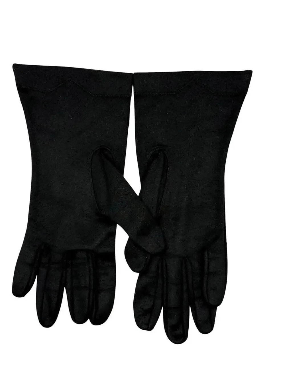 Vintage 1960s 1950s Black Nylon Gloves, Gauntlet Length, Formal Cocktail